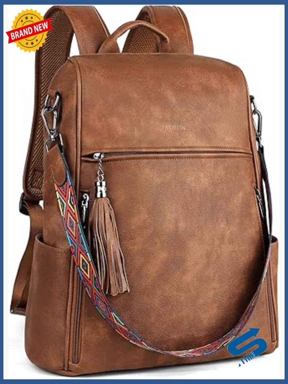 Leather Laptop Backpack 15.6 Inch Women Travel Work Bag